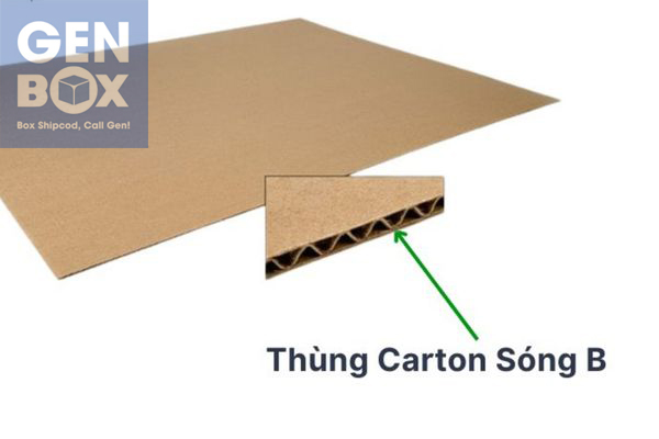 Sóng carton loại B – chiều cao 3mm, chống va đập tốt, thích hợp đóng gói thực phẩm, hàng nhẹ.