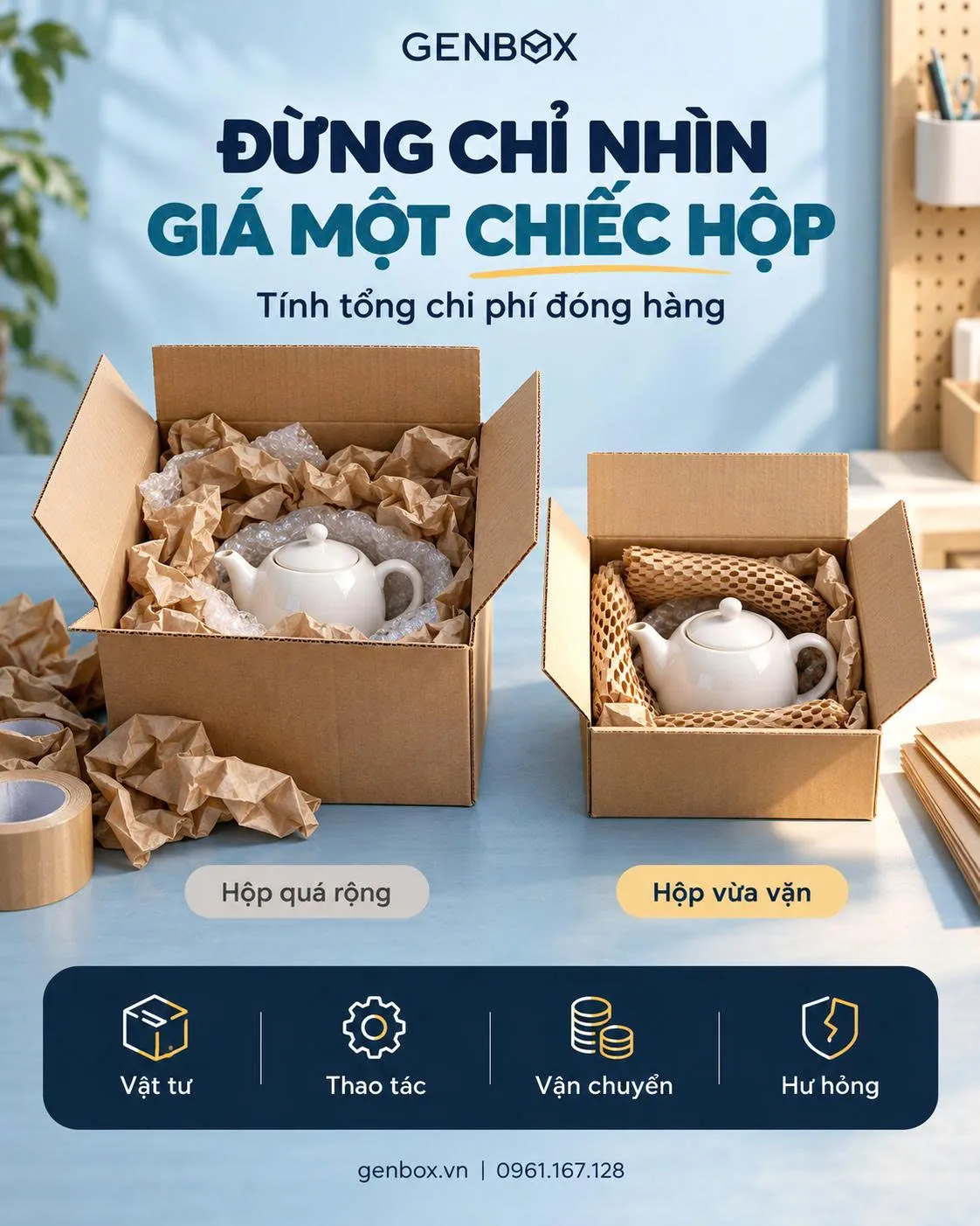 Hộp carton và vật liệu gói hàng chất lượng cao tại Genbox